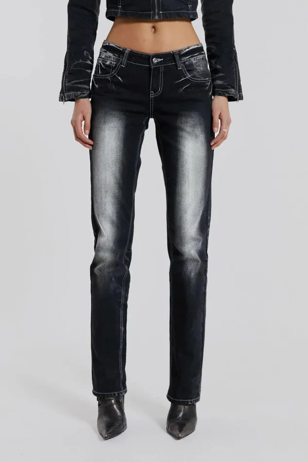 247 Low Rise Denim Jeans Black Women Jaded London Jeans