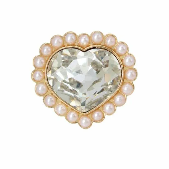 Accessories PEARL HEART COCKTAIL RING IVORY Ivory Steve Madden Jewelry