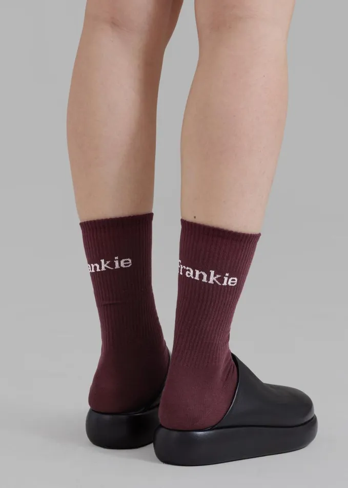 Accessories WomenMen The Frankie Shop Frankie In English Ribbed Socks 8211 Bordeaux