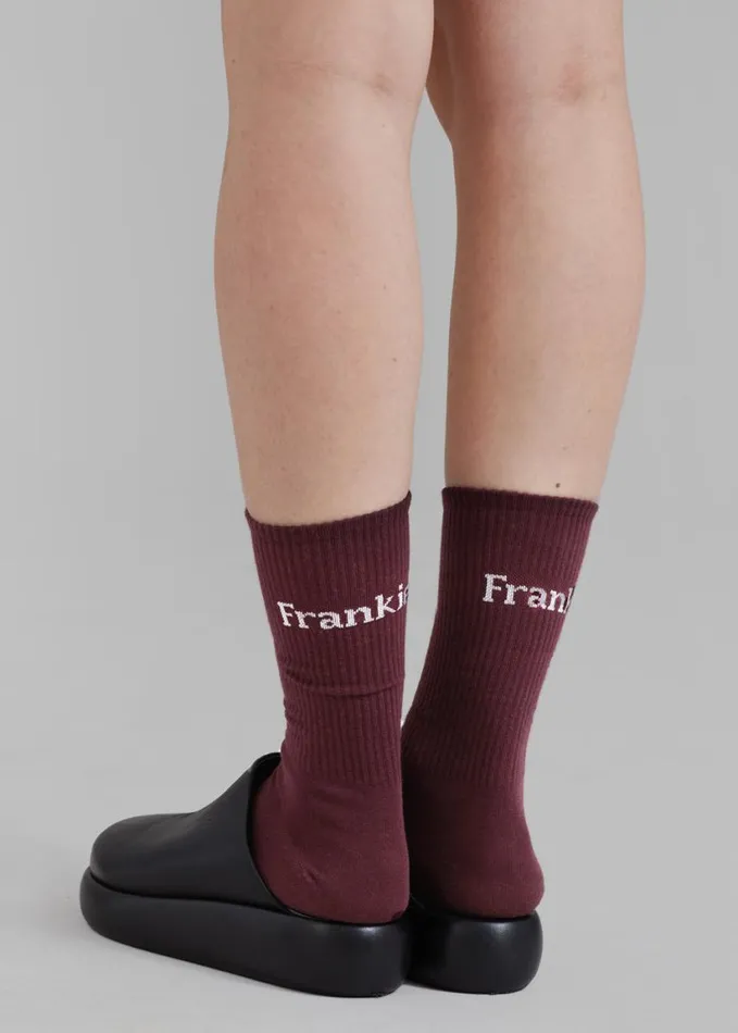 Accessories WomenMen The Frankie Shop Frankie In English Ribbed Socks 8211 Bordeaux