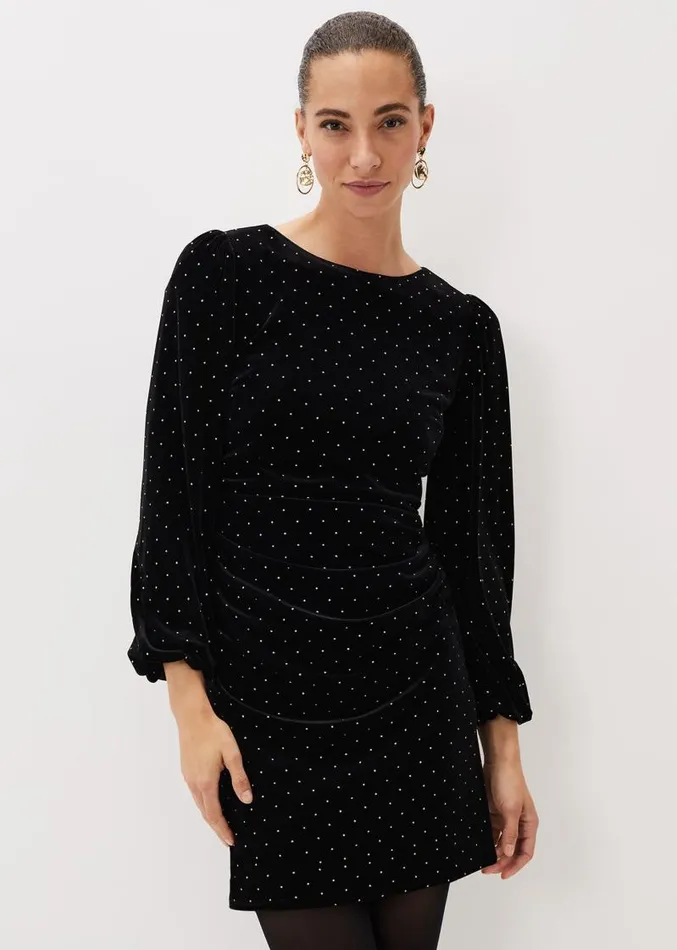Adele Studded Velvet Mini Dress Black Women Phase Eight Dresses