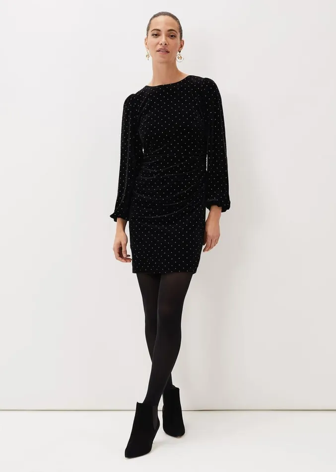 Adele Studded Velvet Mini Dress Black Women Phase Eight Dresses