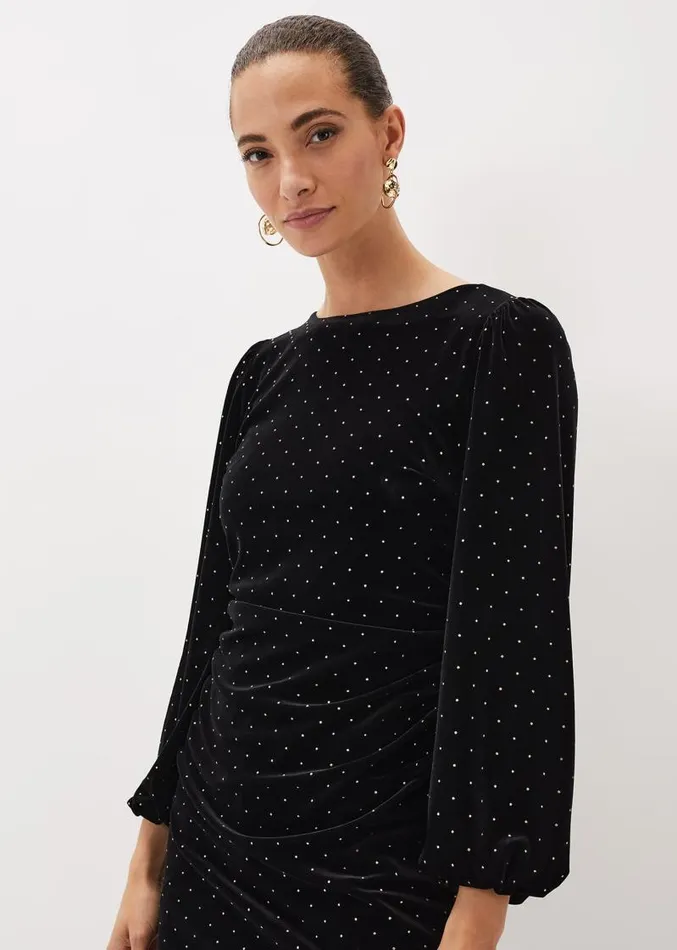 Adele Studded Velvet Mini Dress Black Women Phase Eight Dresses