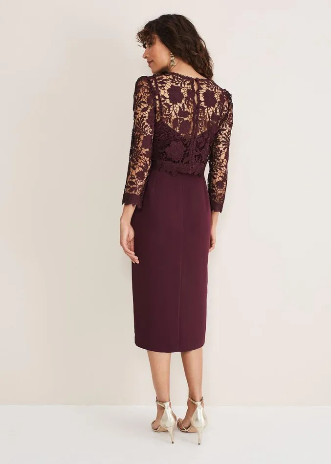 Adeline Double Layer Lace Dress Dark Plum Women Phase Eight Dresses