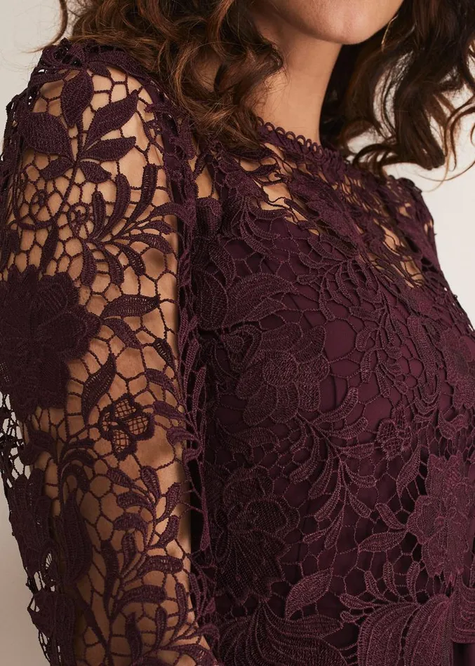 Adeline Double Layer Lace Dress Dark Plum Women Phase Eight Dresses