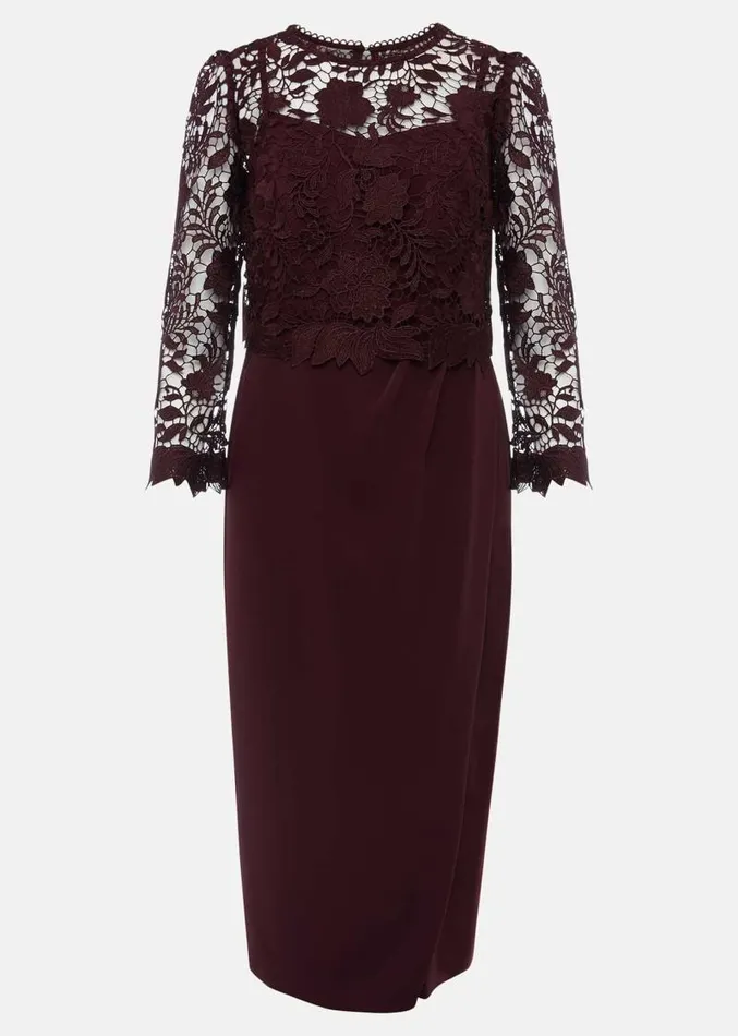Adeline Double Layer Lace Dress Dark Plum Women Phase Eight Dresses