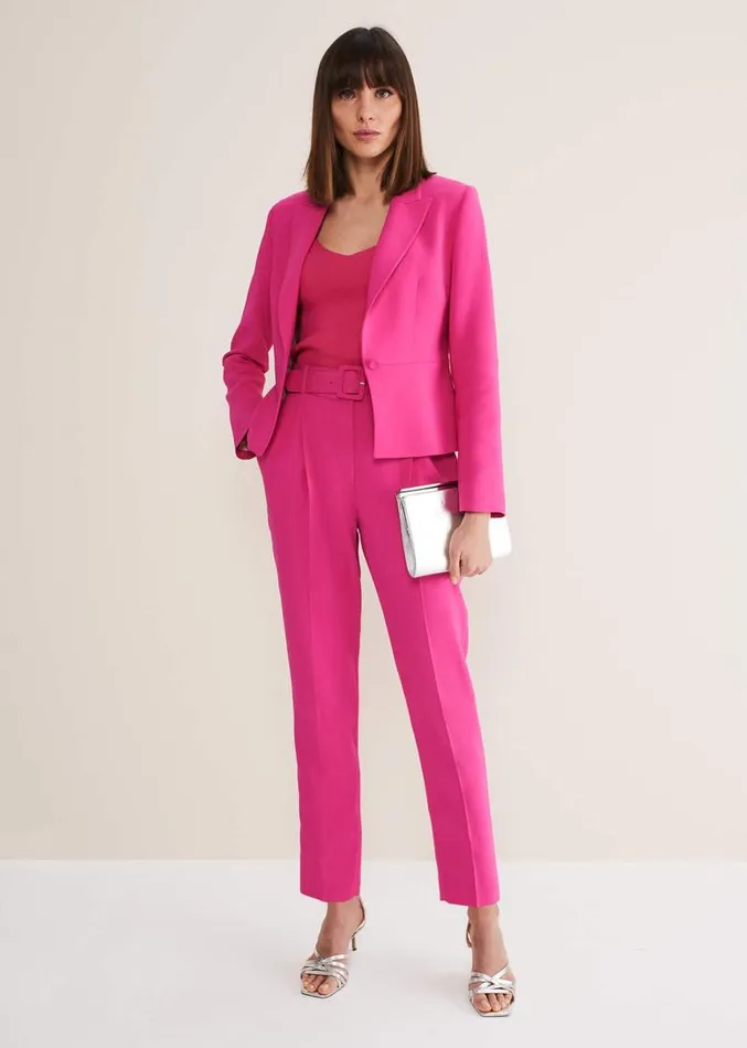 Adria Belted Cigarette Trousers Hot Pink Women Phase Eight Trousers