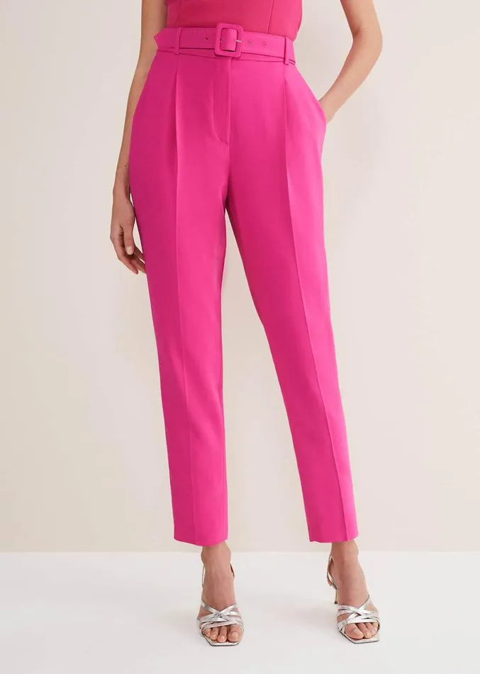 Adria Belted Cigarette Trousers Hot Pink Women Phase Eight Trousers