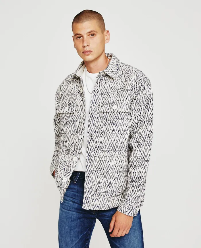 AG Jeans Jackets Men Nolan Jacket DIAMOND CHEVRON BLUE MULTI