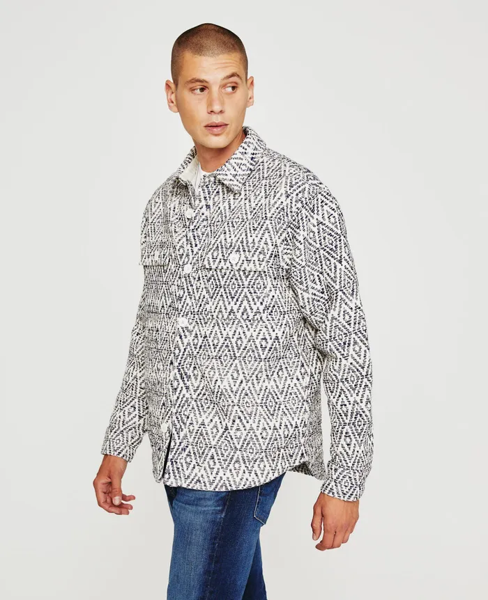 AG Jeans Jackets Men Nolan Jacket DIAMOND CHEVRON BLUE MULTI AG Jeans Jackets Men Nolan Jacket DIAMOND CHEVRON BLUE MULTI