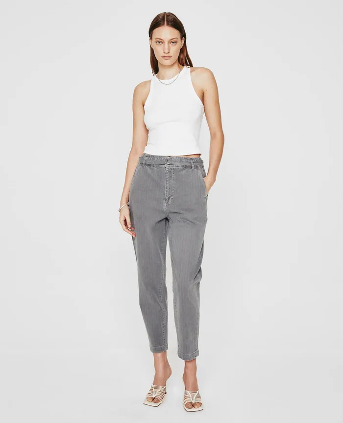 AG Jeans Pants Women Renn Paperbag Trouser SULFUR SMOOTH SLATE