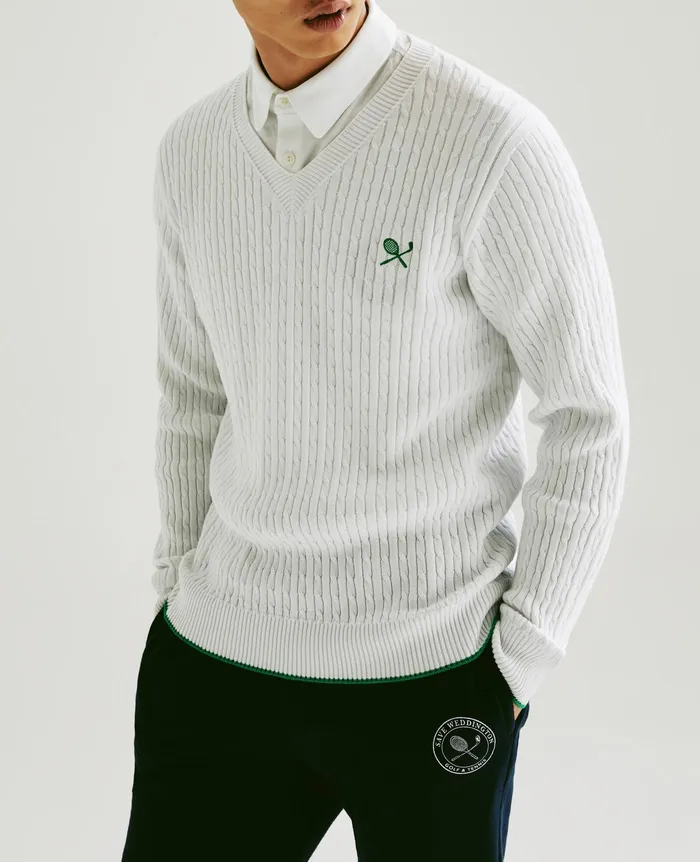 AG Jeans Sweatshirts Men Weddington Varsity Sweater EB RACKET CLUB EMBLEM MATCH WH