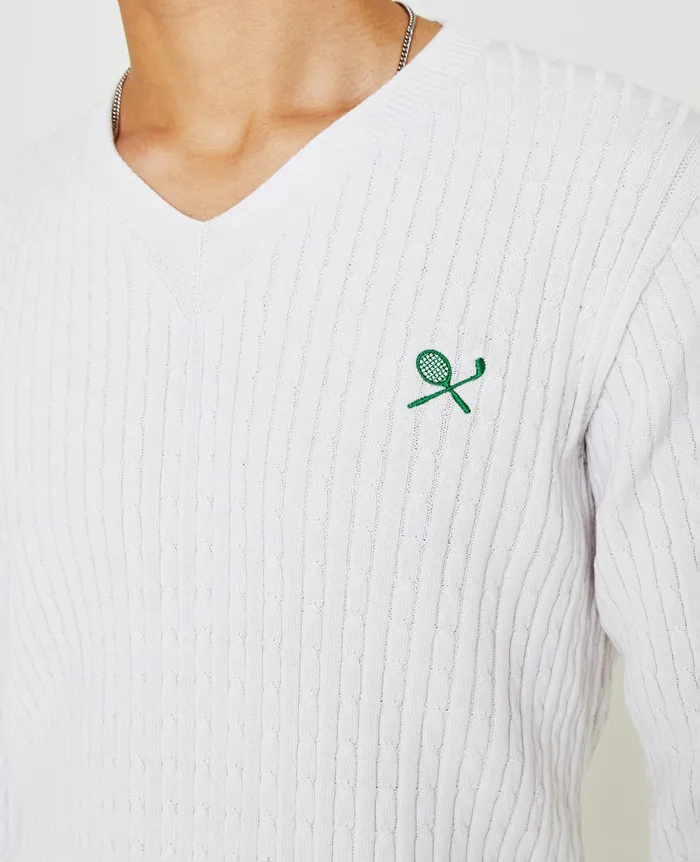 AG Jeans Sweatshirts Men Weddington Varsity Sweater EB RACKET CLUB EMBLEM MATCH WH AG Jeans Sweatshirts Men Weddington Varsity Sweater EB RACKET CLUB EMBLEM MATCH WH