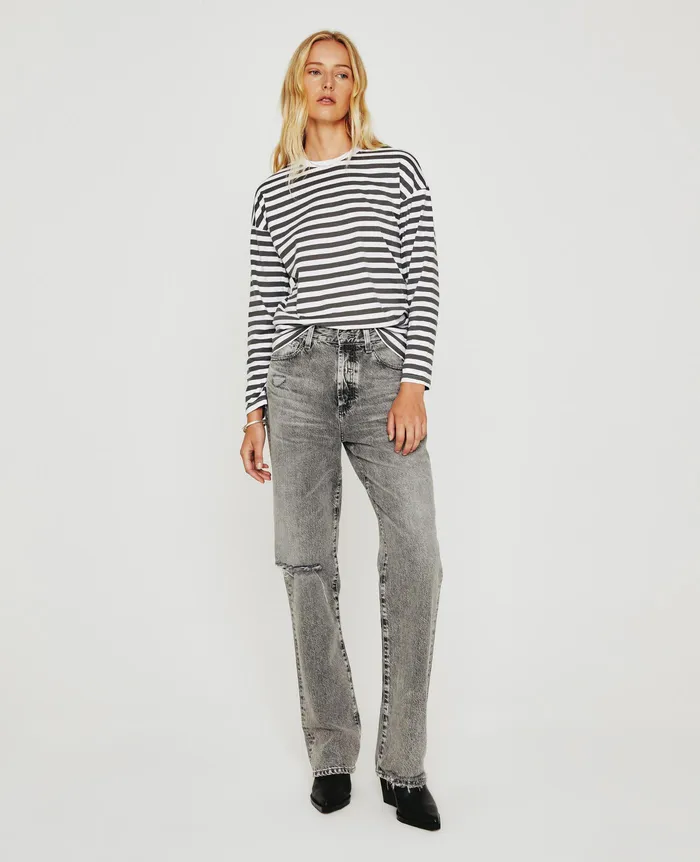 AG Jeans Tees and Tanks Women Fay LS Crew TRUE WHITEFOLKESTONE GREY AG Jeans Tees and Tanks Women Fay LS Crew TRUE WHITEFOLKESTONE GREY
