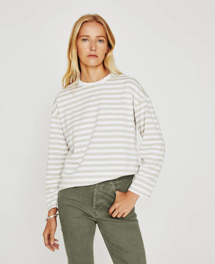 AG Jeans Tees and Tanks Women Fay LS Crew TRUE WHITEPALE SMOKE AG Jeans Tees and Tanks Women Fay LS Crew TRUE WHITEPALE SMOKE