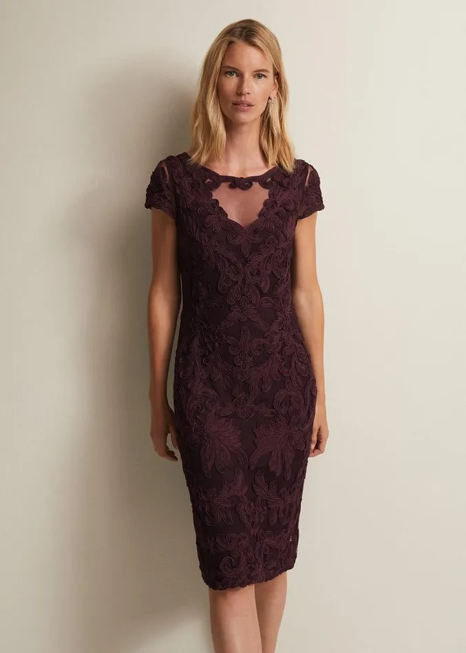 Agatha Berry Tapework Midi Dress Berry Women Phase Eight Dresses
