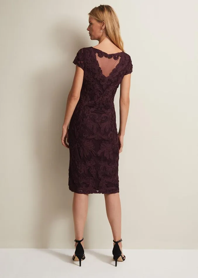 Agatha Berry Tapework Midi Dress Berry Women Phase Eight Dresses