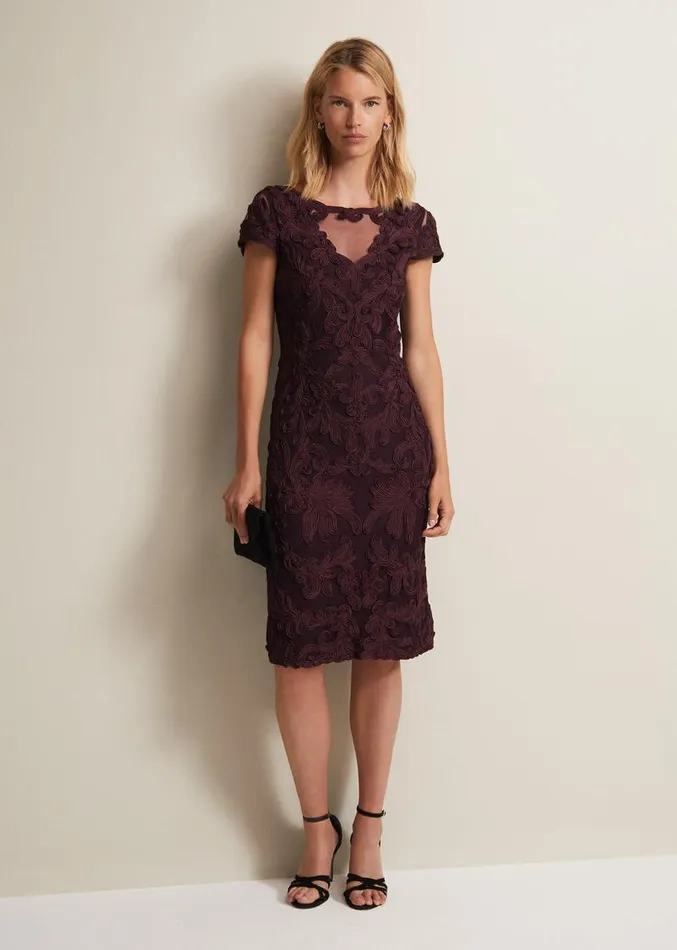 Agatha Berry Tapework Midi Dress Berry Women Phase Eight Dresses