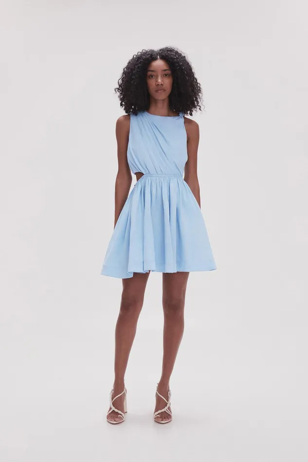 Aje Abbey Twisted Mini Dress Light Sky Blue Women Dresses
