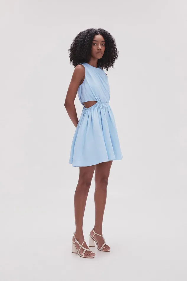 Aje Abbey Twisted Mini Dress Light Sky Blue Women Dresses