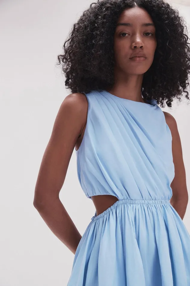 Aje Abbey Twisted Mini Dress Light Sky Blue Women Dresses