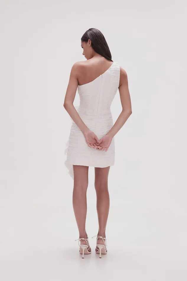 Aje Adelia Ruffle Mini Dress Ivory Women Dresses