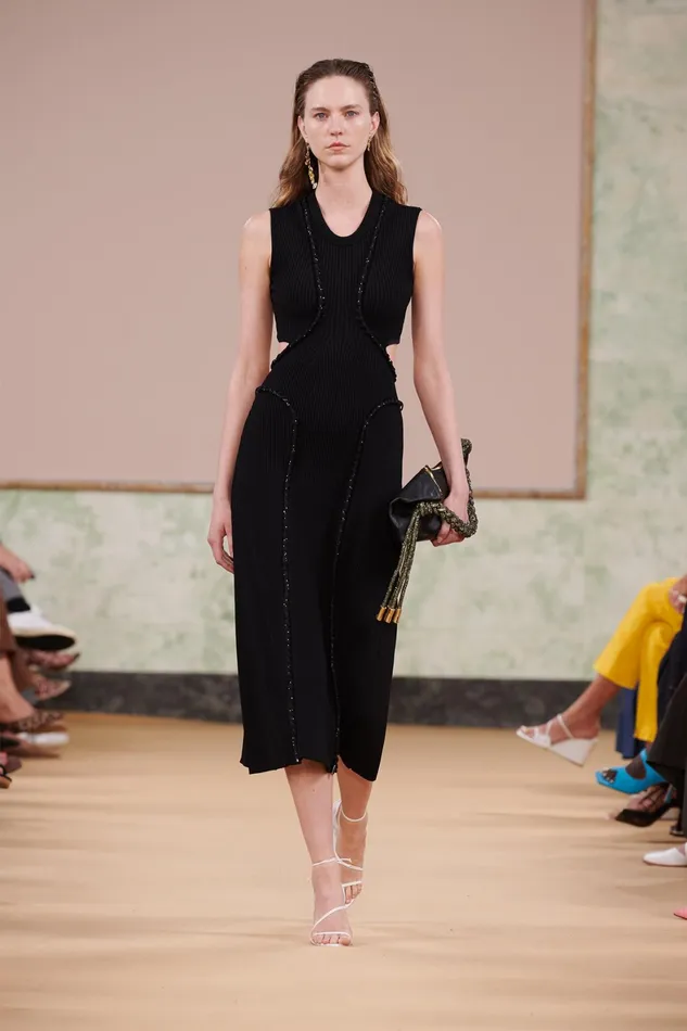 Aje Arp Cut Out Knit Midi Dress Black Women Body and Crepe Knit