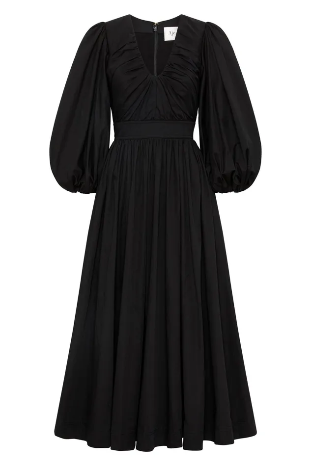 Aje Audrey Waisted Midi Dress Black Women Dresses