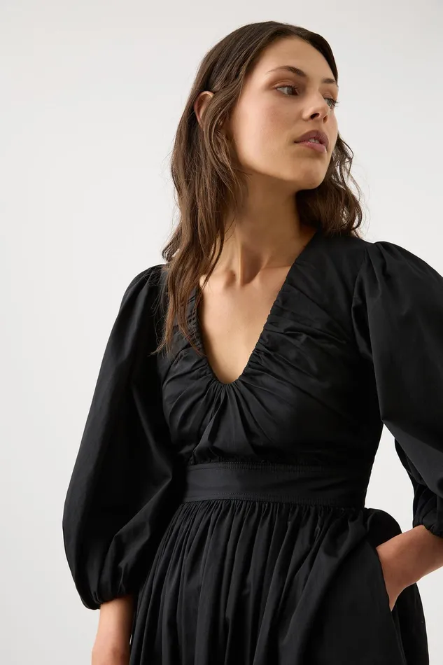 Aje Audrey Waisted Midi Dress Black Women Dresses