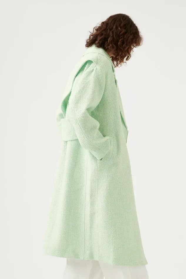 Aje Aurore Boucle Coat Peppermint Green Tweed Women Blazers Jackets and Coats
