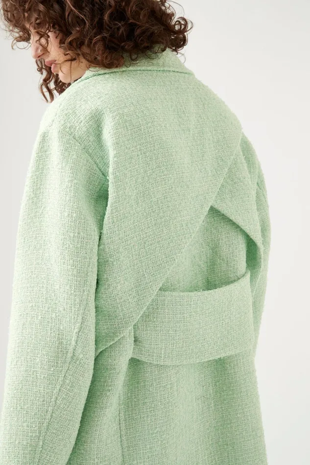 Aje Aurore Boucle Coat Peppermint Green Tweed Women Blazers Jackets and Coats
