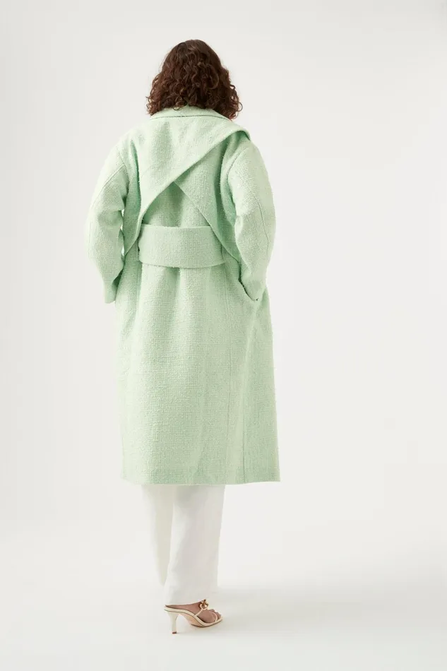 Aje Aurore Boucle Coat Peppermint Green Tweed Women Blazers Jackets and Coats