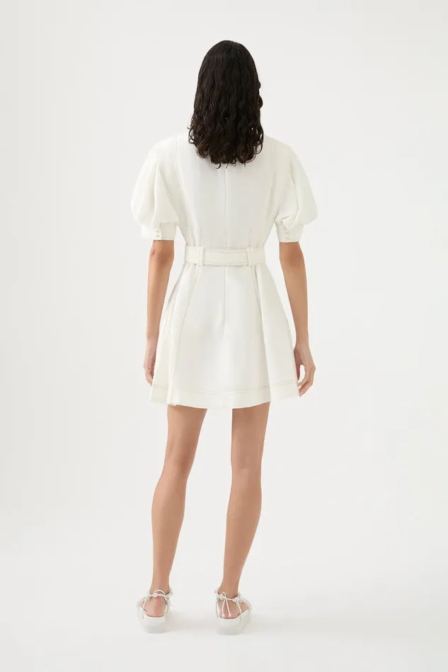 Aje Beacon Structured Mini Dress Ivory Women Dresses