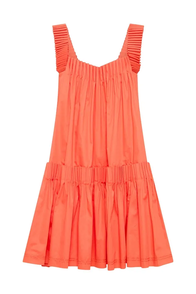 Aje Cecilia Smock Mini Dress Coral Women Dresses