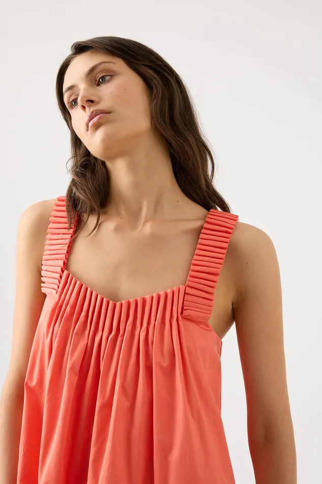 Aje Cecilia Smock Mini Dress Coral Women Dresses