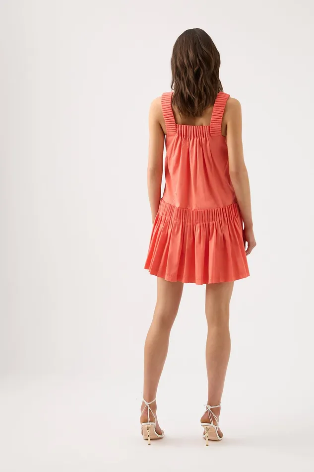 Aje Cecilia Smock Mini Dress Coral Women Dresses
