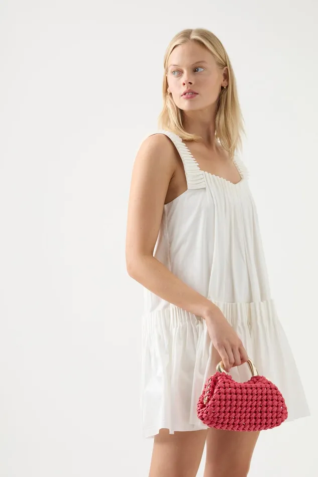 Aje Cecilia Smock Mini Dress Ivory Women Dresses