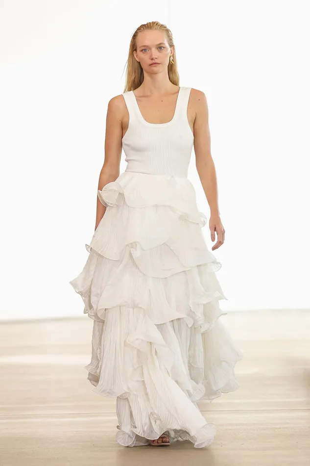 Aje Cosmos Tiered Maxi Skirt Ivory Women Skirts