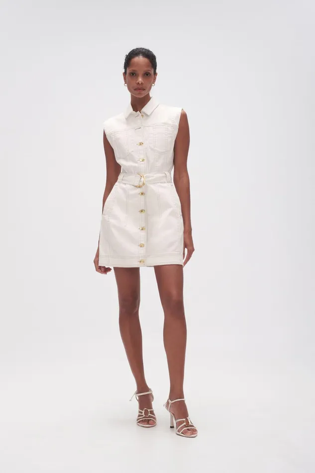 Aje Darcie Denim Mini Dress White Women Dresses