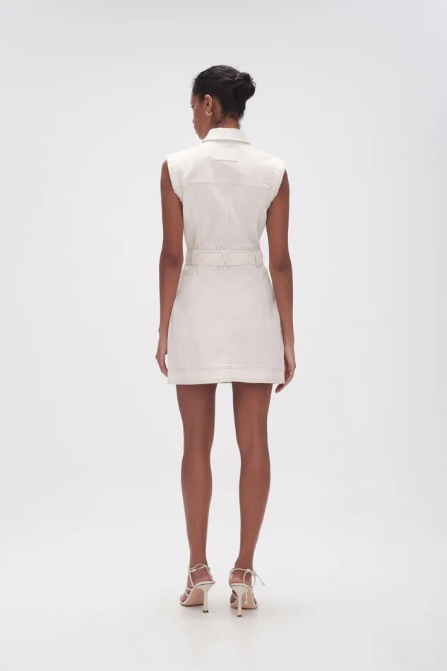 Aje Darcie Denim Mini Dress White Women Dresses
