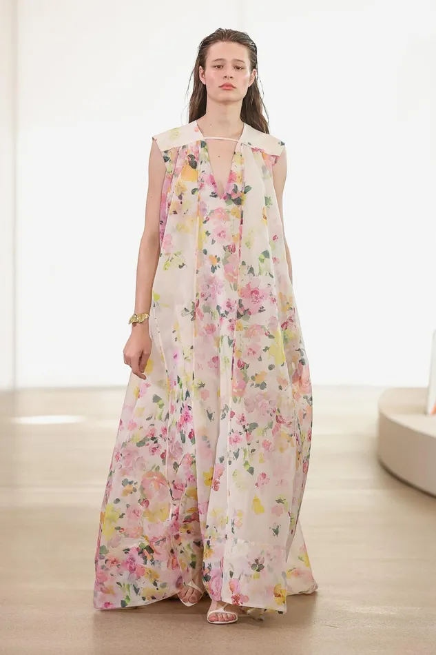 Aje Earthen Trapeze Maxi Dress Scattered Floral Women Dresses
