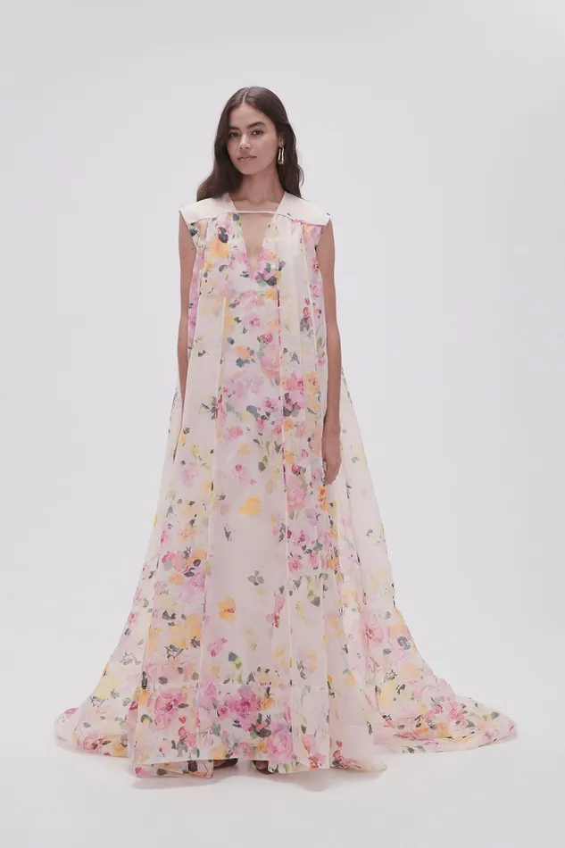 Aje Earthen Trapeze Maxi Dress Scattered Floral Women Dresses