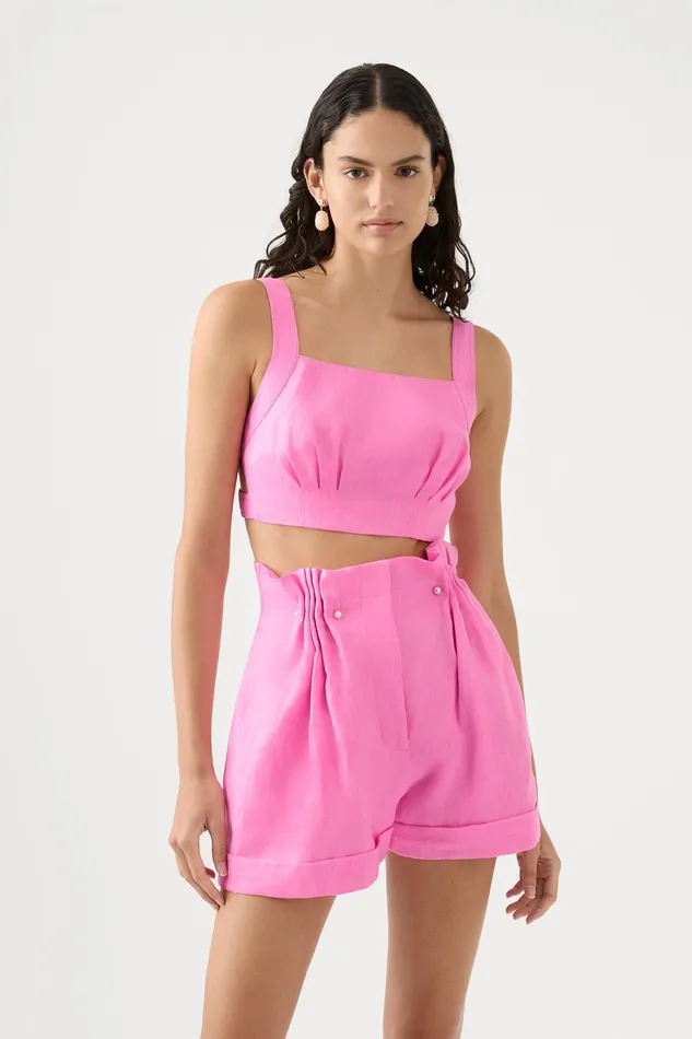 Aje Eden Paper Bag Short Protea Pink Women Shorts