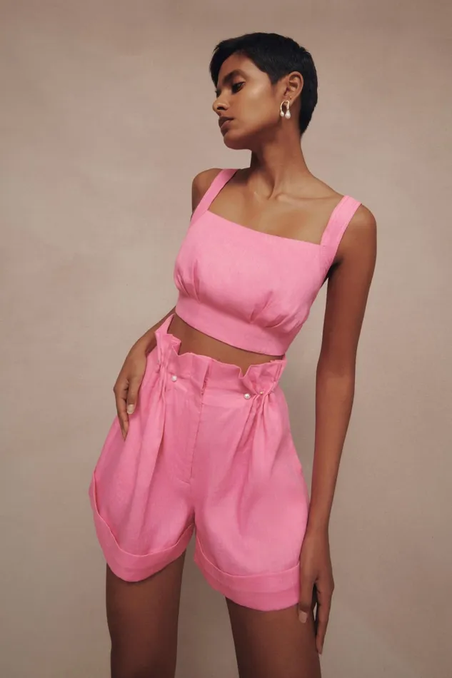 Aje Eden Paper Bag Short Protea Pink Women Shorts