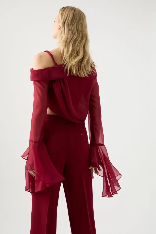 Aje Edith Draped Top Garnet Red Women Tops