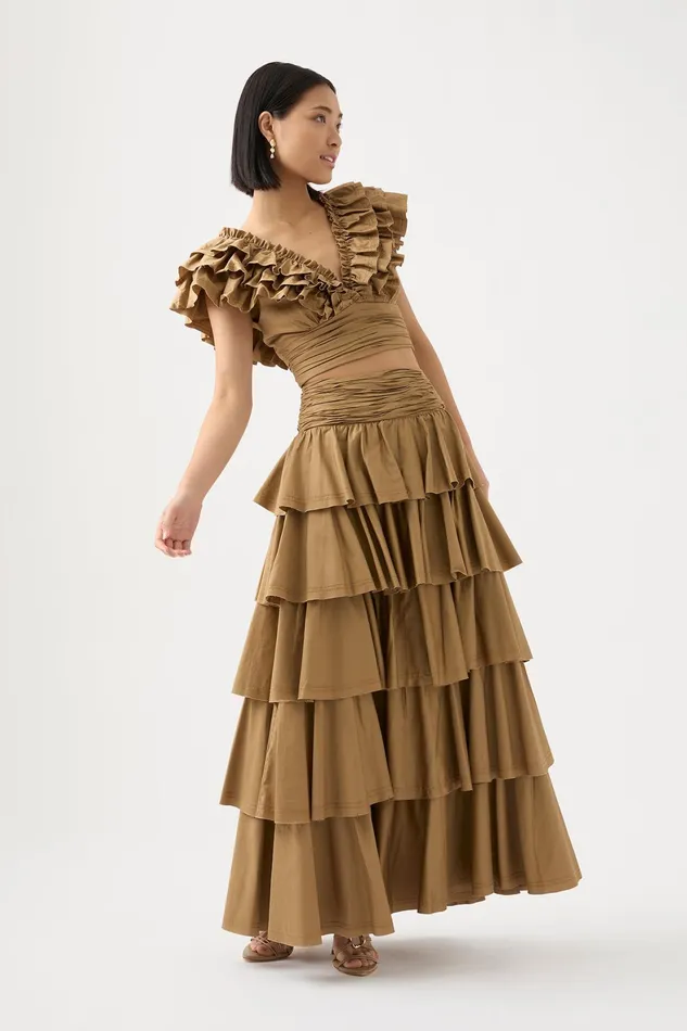 Aje Eleni Tiered Maxi Skirt Willow Women Skirts