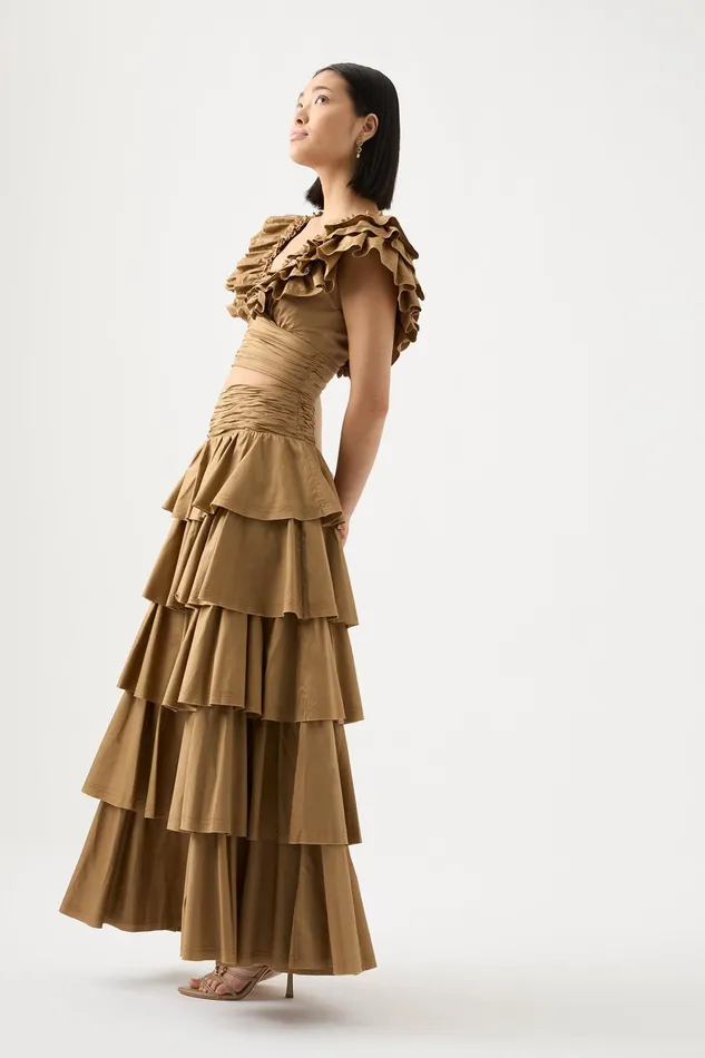 Aje Eleni Tiered Maxi Skirt Willow Women Skirts