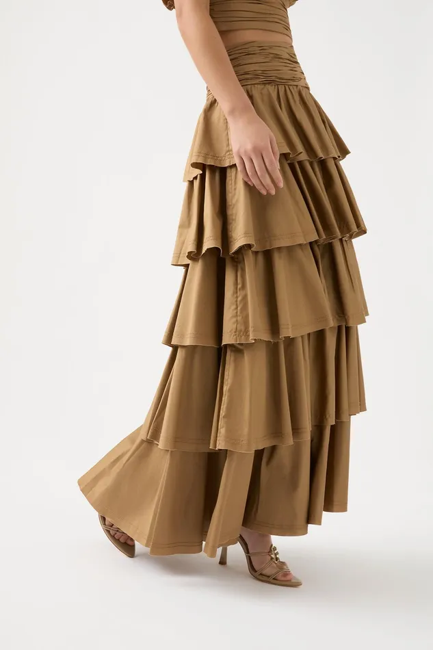 Aje Eleni Tiered Maxi Skirt Willow Women Skirts