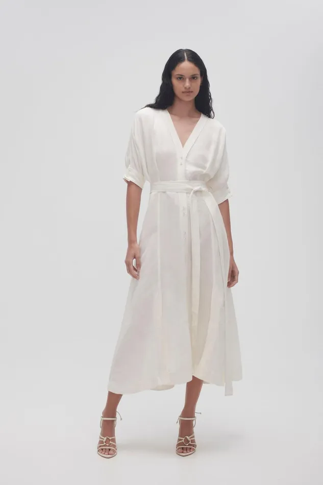 Aje Ennoble Dress Ivory Women Dresses