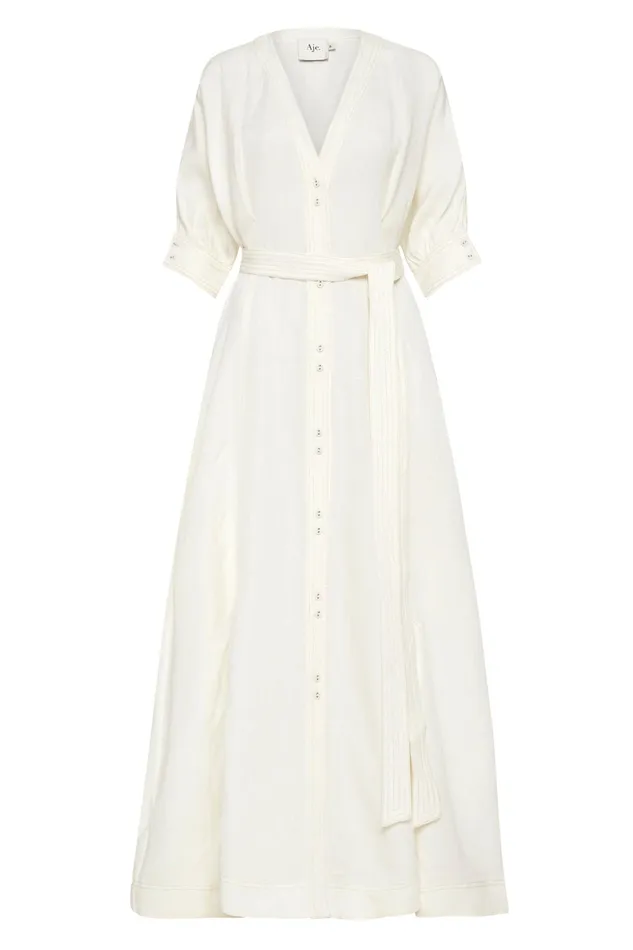 Aje Ennoble Dress Ivory Women Dresses